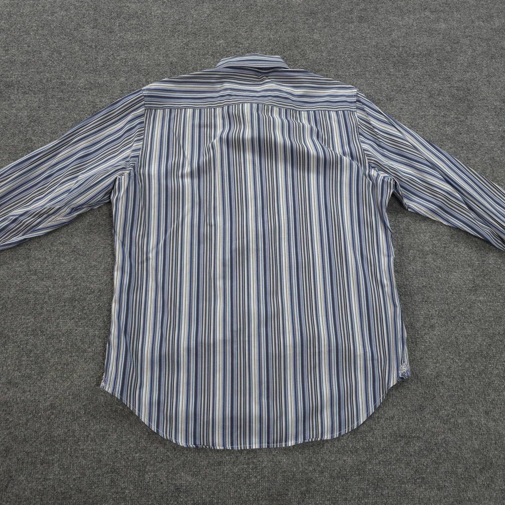 Robert Graham Shirt Mens M Blue Stripe Floral Contrast Flip Cuff Casual Preppy‎ - Picture 9 of 14